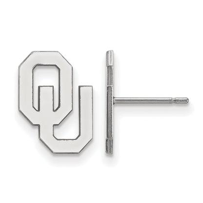 Sterling Silver Rhodium Plated Logoart University Of Oklahoma O U Small Post Earrings