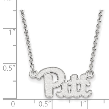 Sterling Silver Rhodium Plated Logoart University Of Pittsburgh Small Pendant 18 Inch Necklace