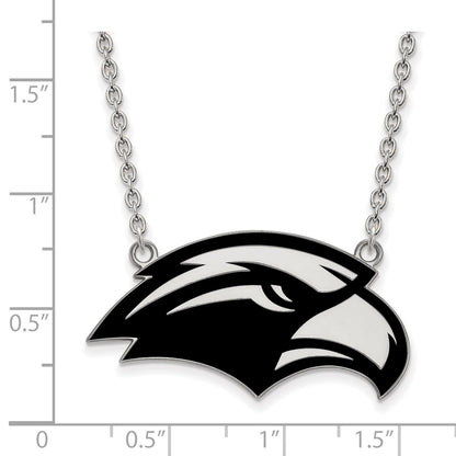 Sterling Silver Rhodium Plated Logoart University Of Southern Mississippi Eagle Large Enameled Pendant 18 Inch Necklace