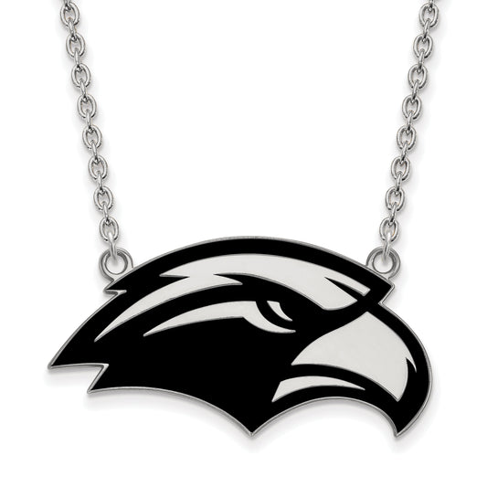 Sterling Silver Rhodium Plated Logoart University Of Southern Mississippi Eagle Large Enameled Pendant 18 Inch Necklace