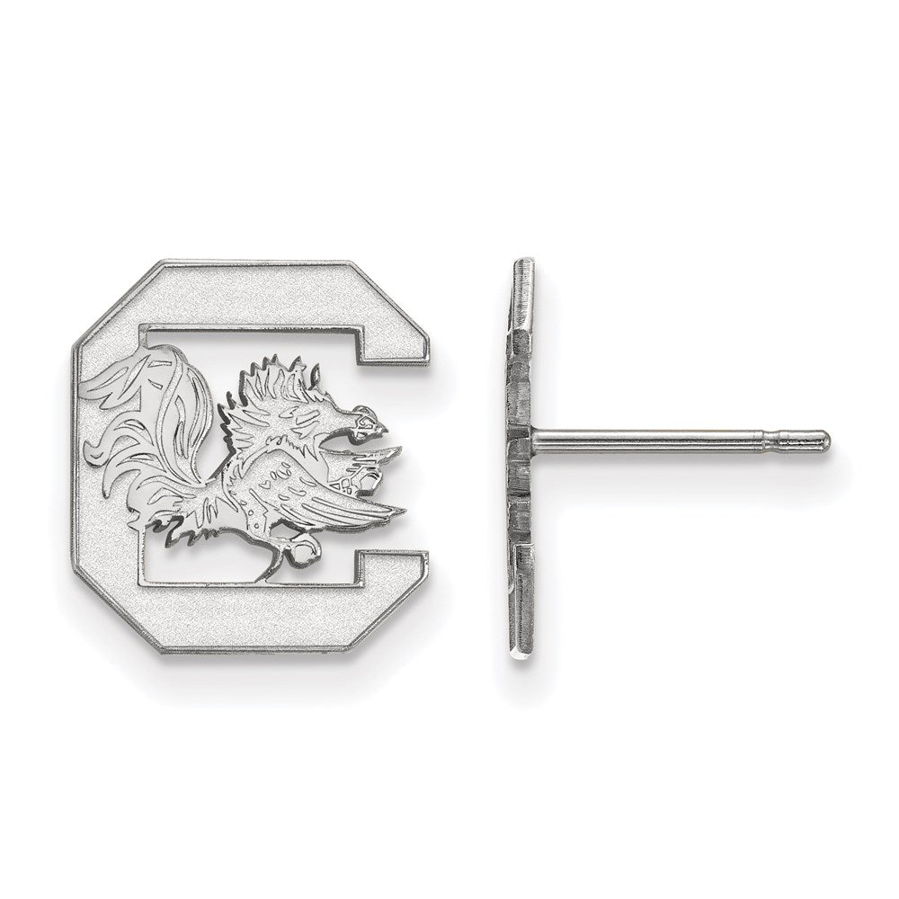 10K White Gold Logoart University Of South Carolina Small Post Earrings