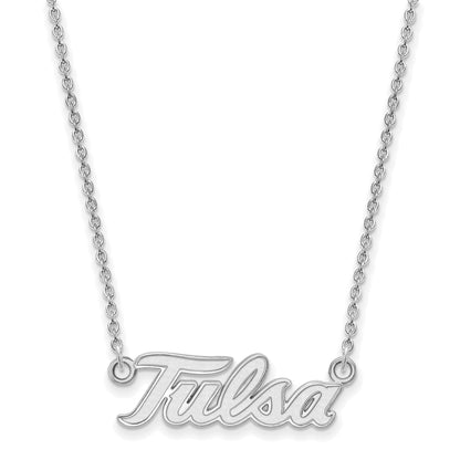 Sterling Silver Rhodium Plated Logoart University Of Tulsa T U Large Pendant 18 Inch Necklace