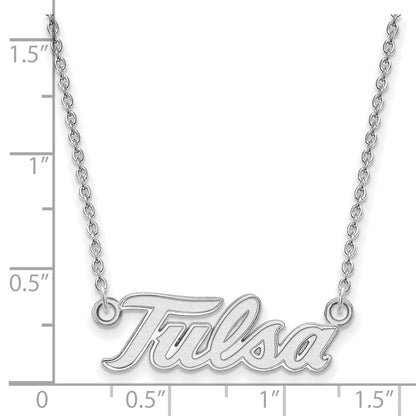 Sterling Silver Rhodium Plated Logoart University Of Tulsa T U Large Pendant 18 Inch Necklace