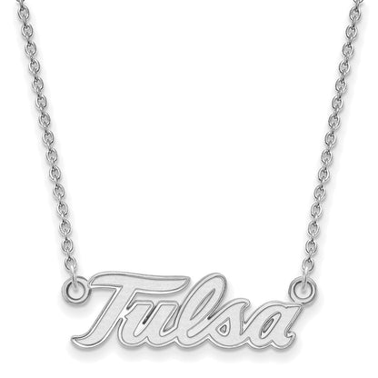 Sterling Silver Rhodium Plated Logoart University Of Tulsa T U Large Pendant 18 Inch Necklace