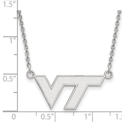10K White Gold Logoart Virginia Tech V T Small Pendant 18 Inch Necklace