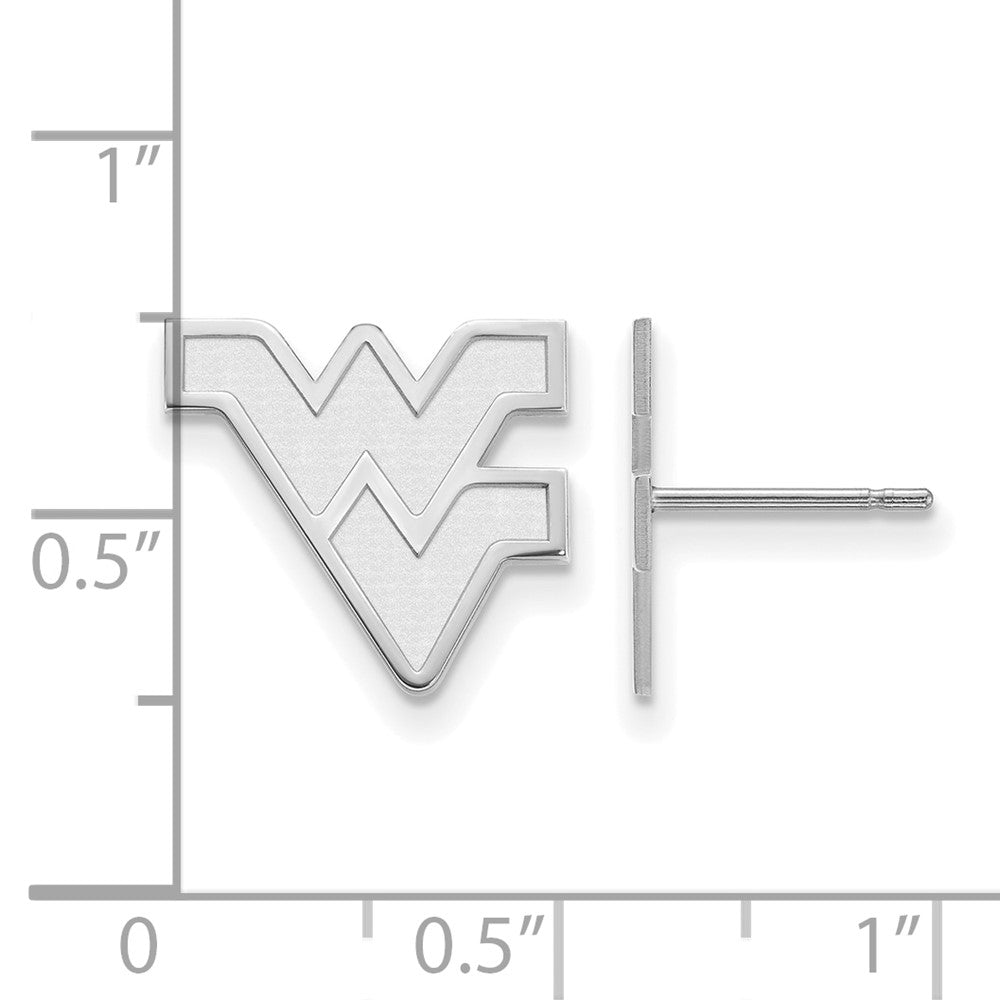 10K White Gold Logoart West Virginia University W V Small Post Earrings