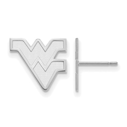 Sterling Silver Rhodium Plated Logoart West Virginia University W V Small Post Earrings