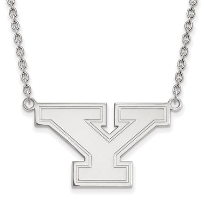 14K White Gold Logoart Youngstown State University Letter Y Large Pendant 18 Inch Necklace