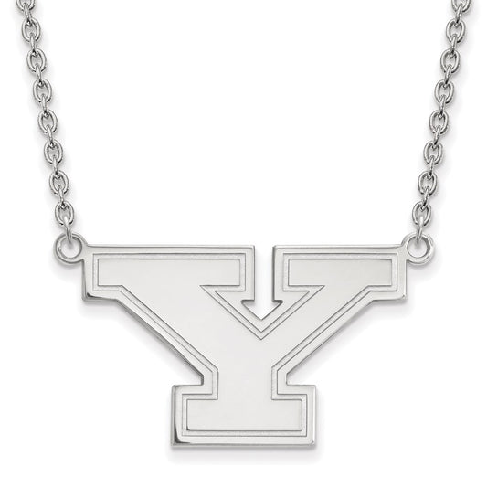 14K White Gold Logoart Youngstown State University Letter Y Large Pendant 18 Inch Necklace