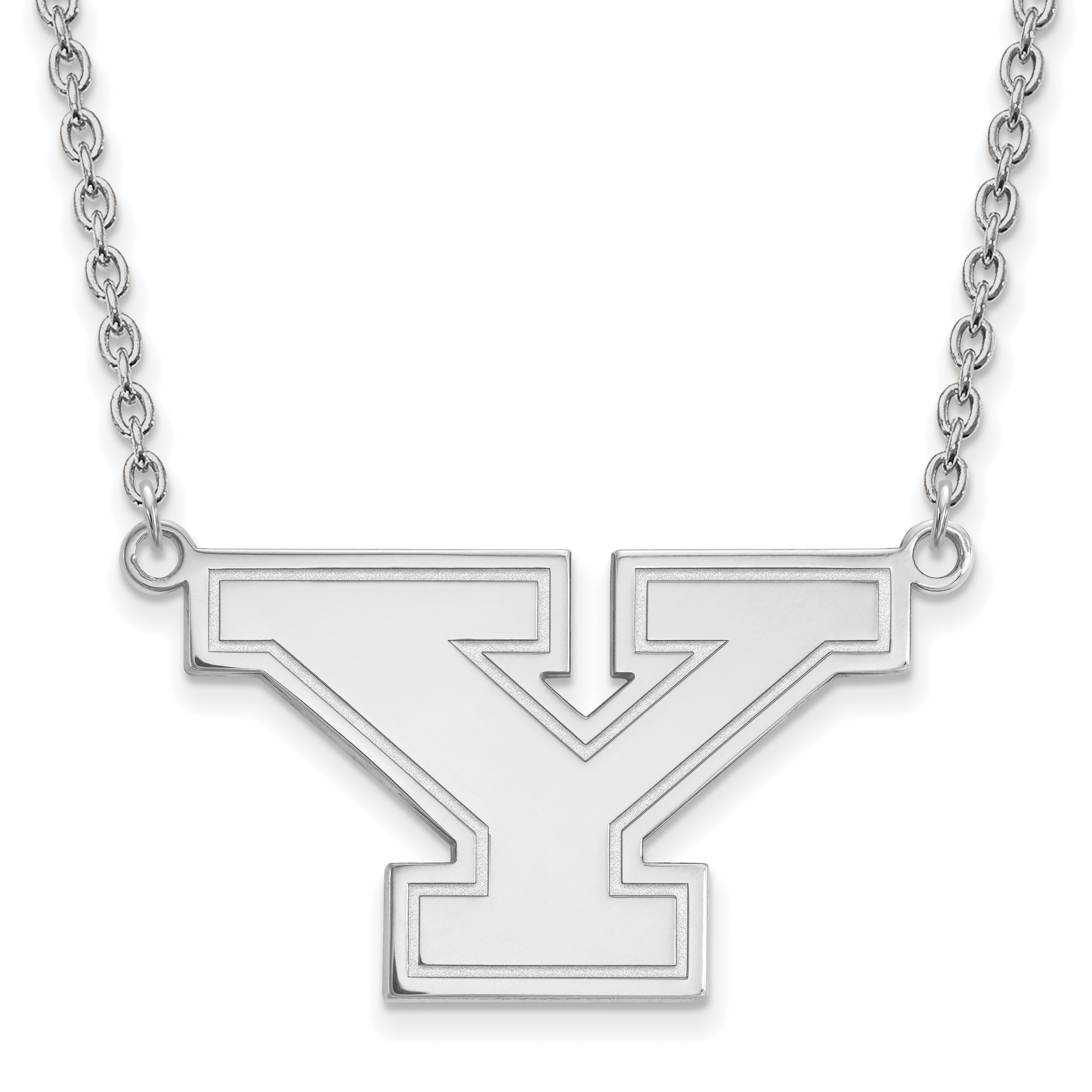 Sterling Silver Rhodium Plated Logoart Youngstown State University Letter Y Large Pendant 18 Inch Necklace