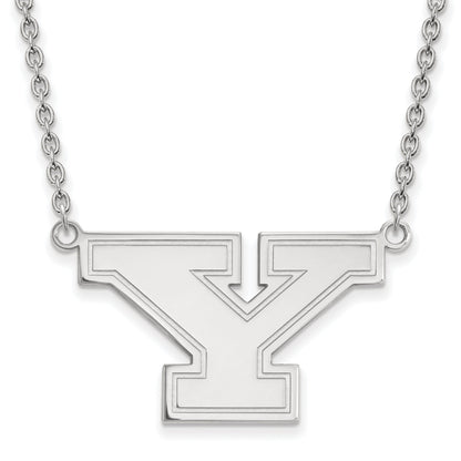 Sterling Silver Rhodium Plated Logoart Youngstown State University Letter Y Large Pendant 18 Inch Necklace