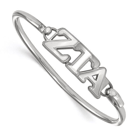 Sterling Silver Logoart Zeta Tau Alpha Small Hook And Clasp Bangle