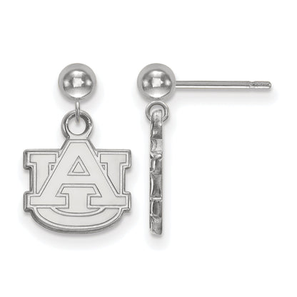 Sterling Silver Rhodium Plated Logoart Auburn University A U Dangle Ball Post Earrings