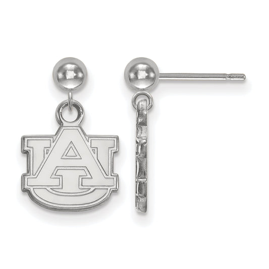 Sterling Silver Rhodium Plated Logoart Auburn University A U Dangle Ball Post Earrings