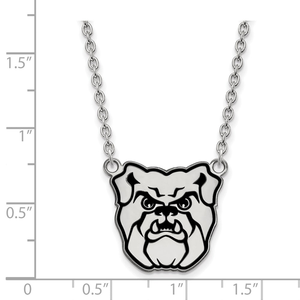 Sterling Silver Rhodium Plated Logoart Butler University Bulldog Enameled Large Pendant 18 Inch Necklace