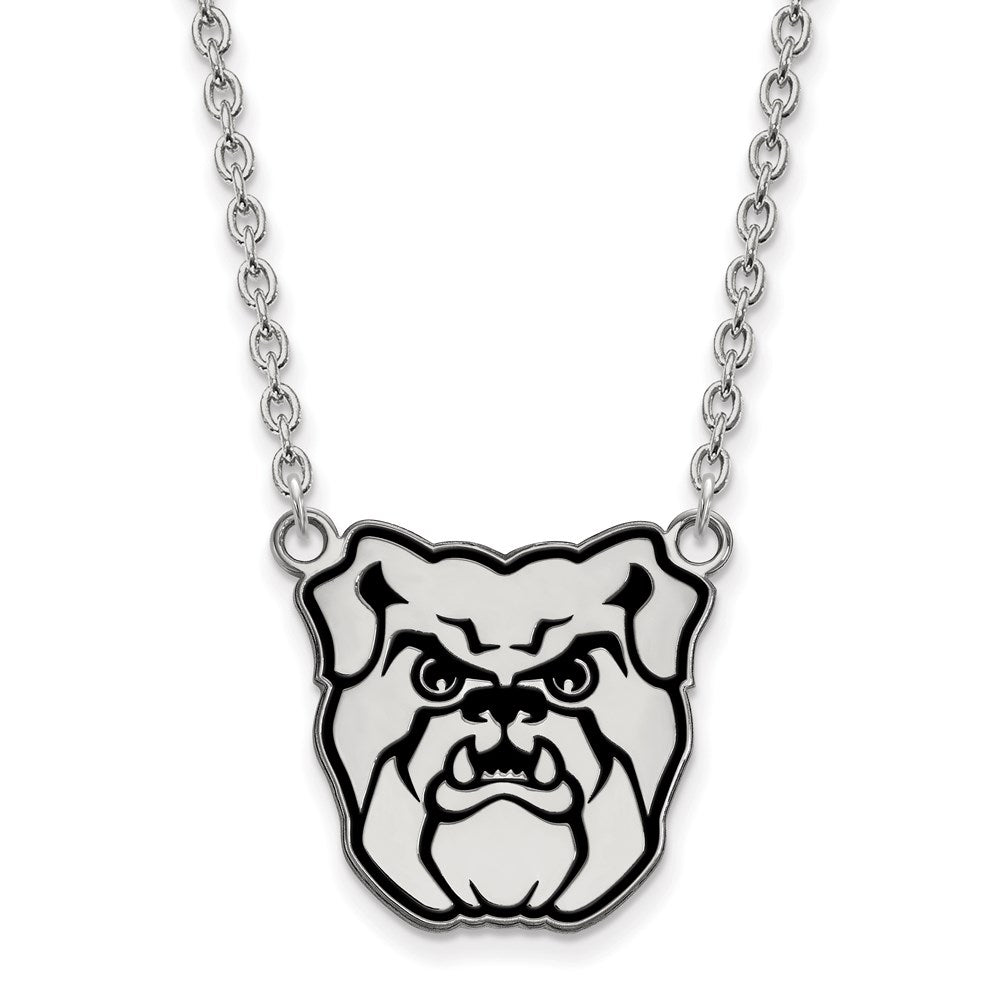 Sterling Silver Rhodium Plated Logoart Butler University Bulldog Enameled Large Pendant 18 Inch Necklace