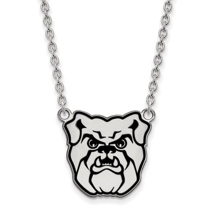 Sterling Silver Rhodium Plated Logoart Butler University Bulldog Enameled Large Pendant 18 Inch Necklace