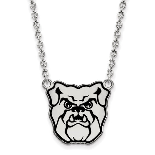 Sterling Silver Rhodium Plated Logoart Butler University Bulldog Enameled Large Pendant 18 Inch Necklace