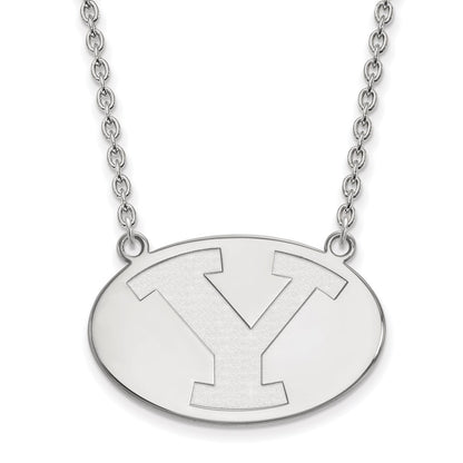 10K White Gold Logoart Brigham Young University Letter Y Large Pendant 18 Inch Necklace