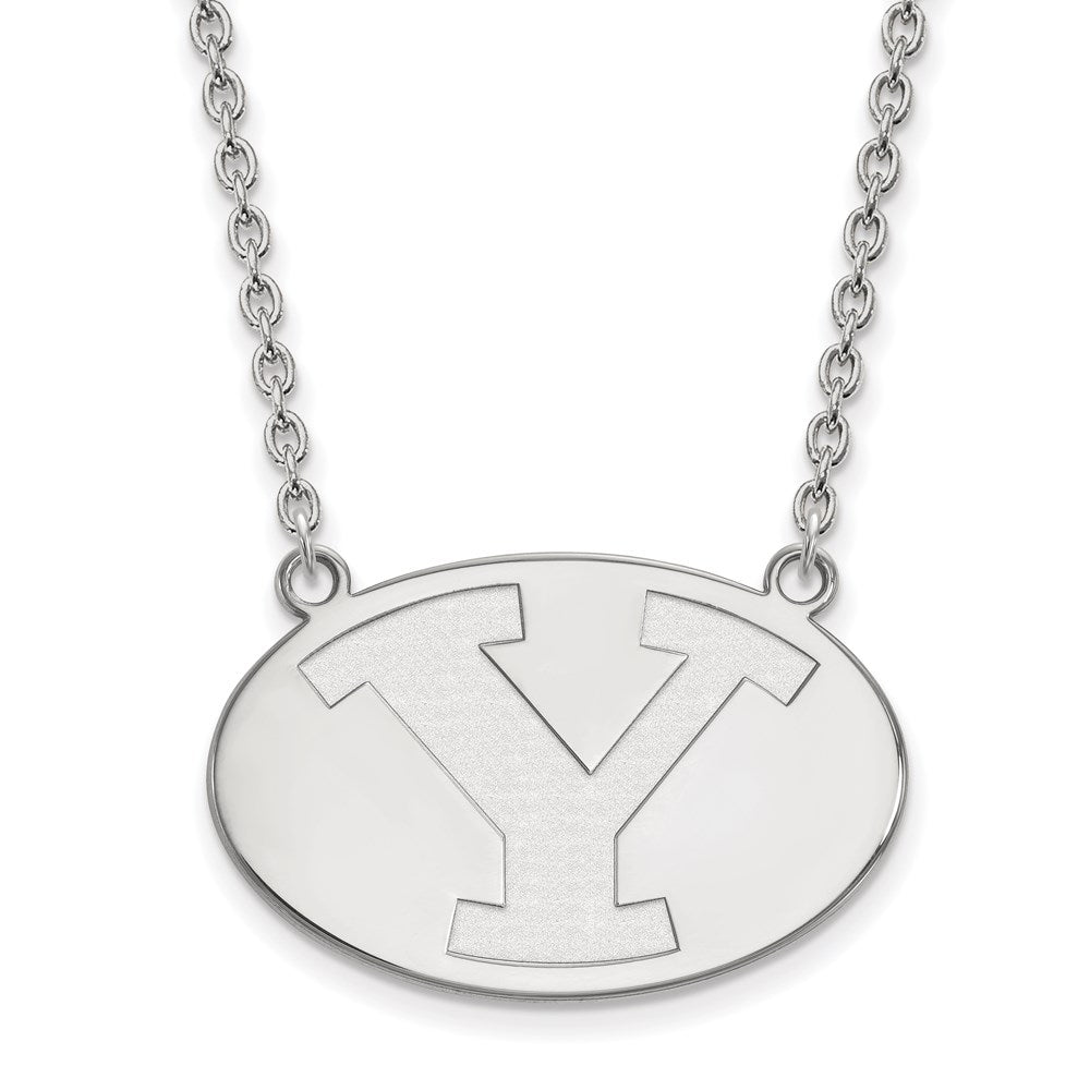 Sterling Silver Rhodium Plated Logoart Brigham Young University Letter Y Large Pendant 18 Inch Necklace