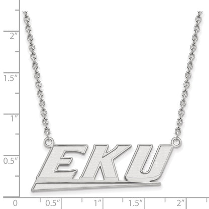 10K White Gold Logoart Eastern Kentucky University E K U Large Pendant 18 Inch Necklace