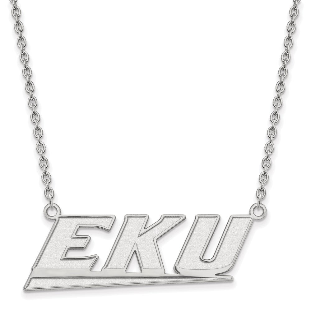 10K White Gold Logoart Eastern Kentucky University E K U Large Pendant 18 Inch Necklace