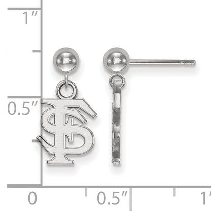Sterling Silver Rhodium Plated Logoart Florida State University F S Dangle Ball Post Earrings