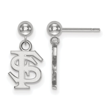 Sterling Silver Rhodium Plated Logoart Florida State University F S Dangle Ball Post Earrings
