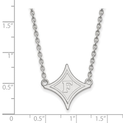 14K White Gold Logoart Furman University Large Pendant 18 Inch Necklace
