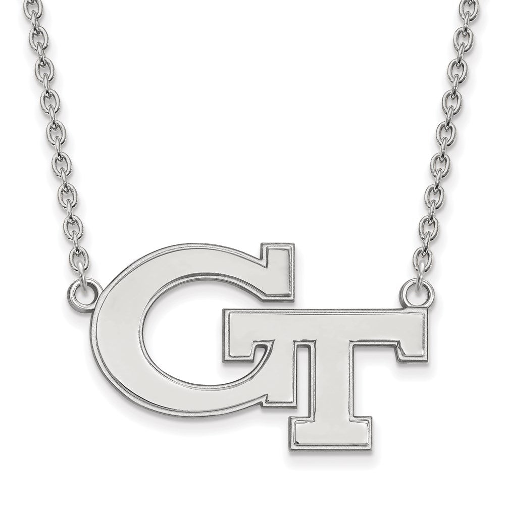 14K White Gold Logoart Georgia Institute Of Technology G T Large Pendant 18 Inch Necklace