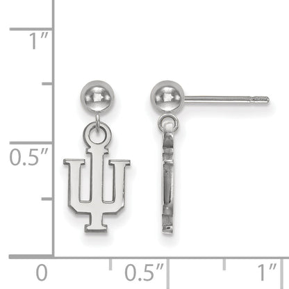 Sterling Silver Rhodium Plated Logoart Indiana University I U Dangle Ball Post Earrings
