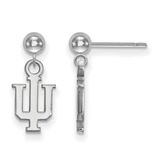 Sterling Silver Rhodium Plated Logoart Indiana University I U Dangle Ball Post Earrings