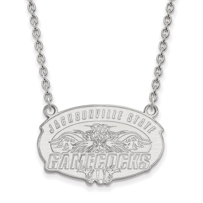 Sterling Silver Rhodium Plated Logoart Jacksonville State U. Large Pendant 18 Inch Necklace