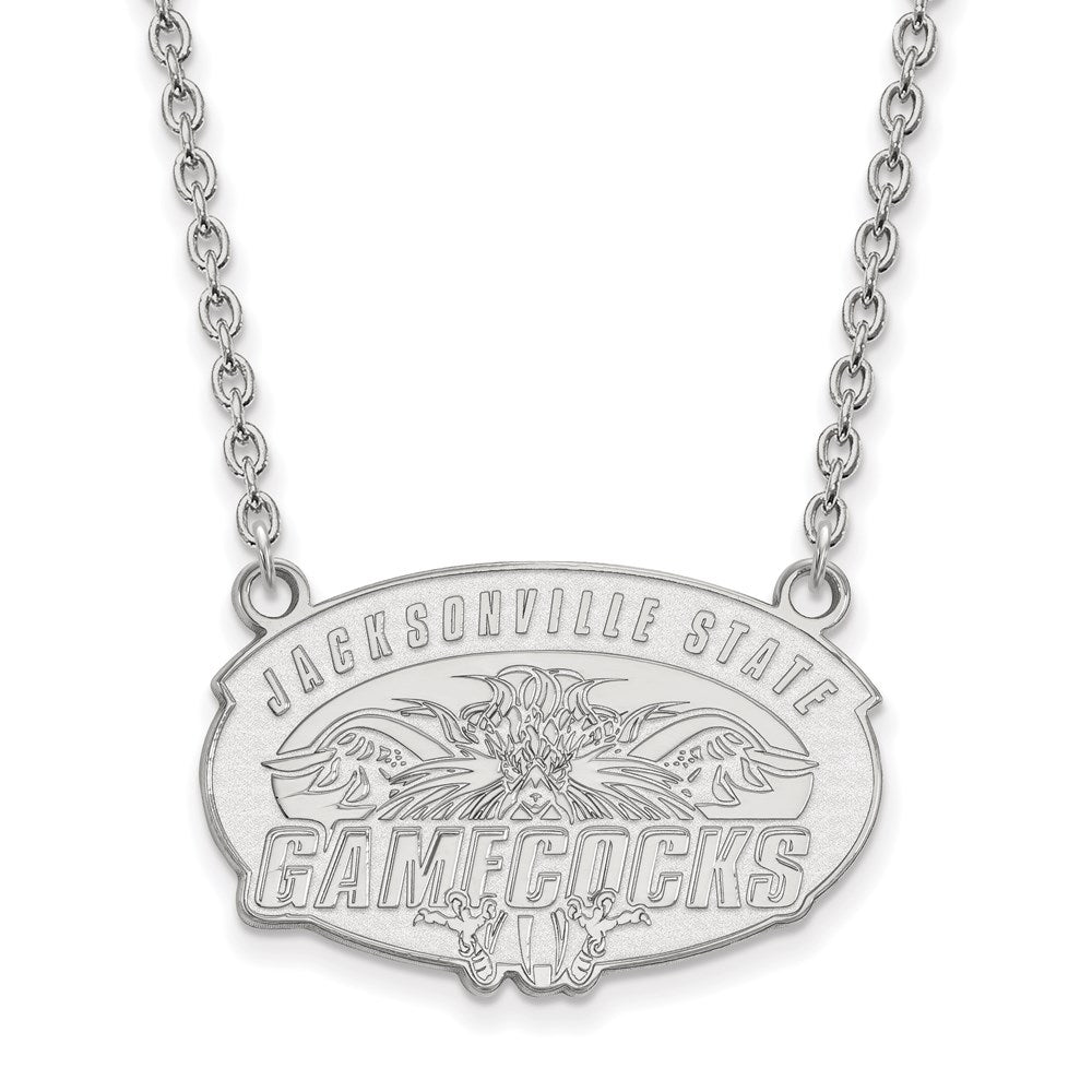 10K White Gold Logoart Jacksonville State University Large Pendant 18 Inch Necklace