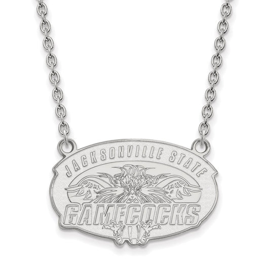 10K White Gold Logoart Jacksonville State University Large Pendant 18 Inch Necklace