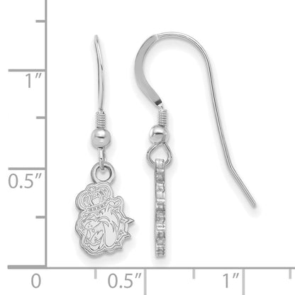 Sterling Silver Rhodium Plated Logoart James Madison University Duke Dog Extra Small Dangle Wire Earrings