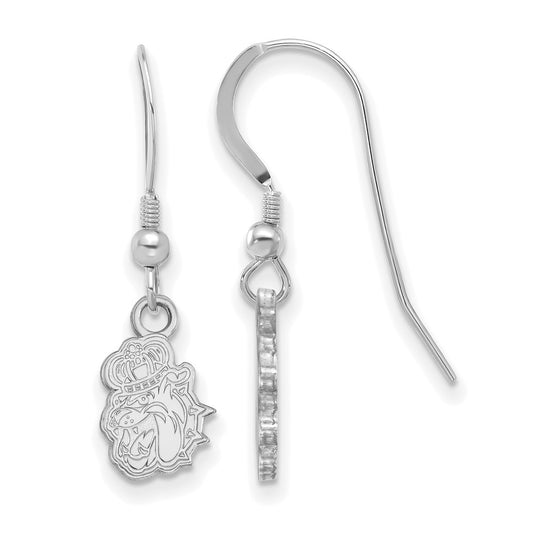 Sterling Silver Rhodium Plated Logoart James Madison University Duke Dog Extra Small Dangle Wire Earrings