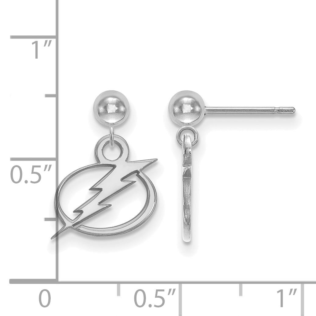 Sterling Silver Rhodium Plated Nhl Logoart Tampa Bay Lightning Dangle Ball Post Earrings