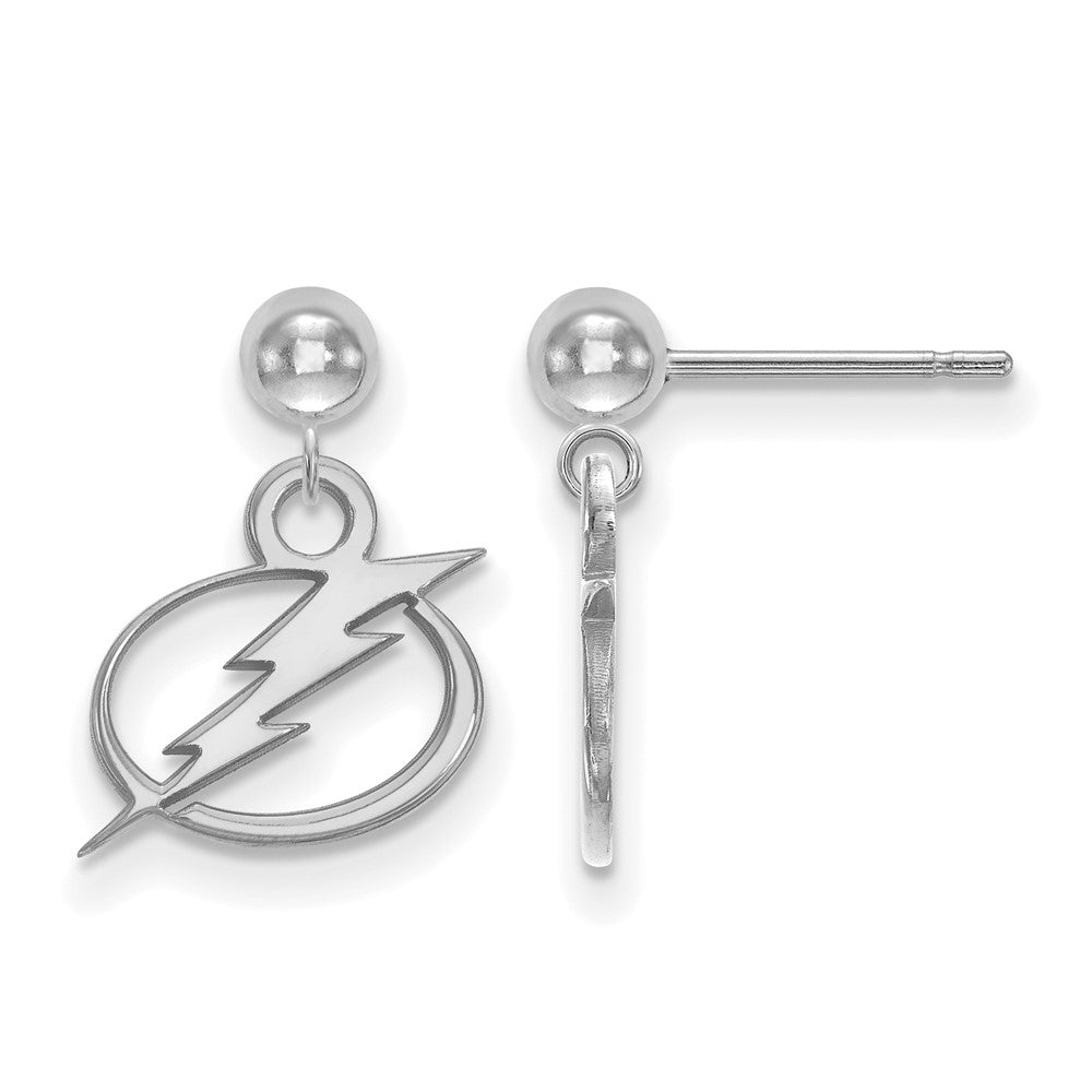 14K White Gold Nhl Logoart Tampa Bay Lightning Dangle Ball Post Earrings