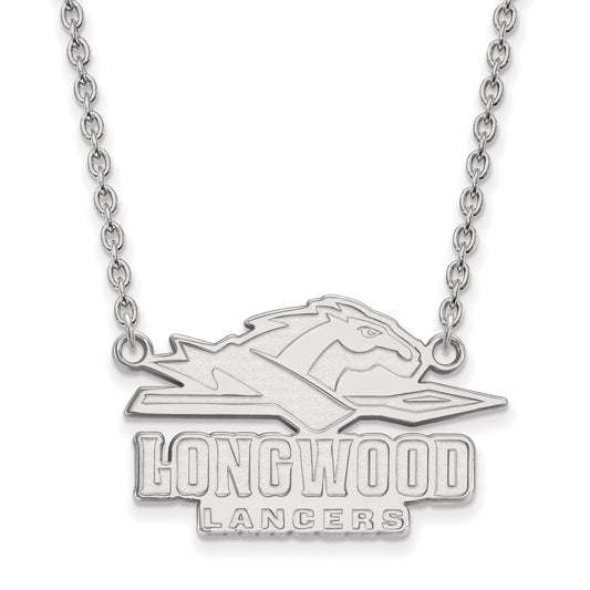 Sterling Silver Rhodium Plated Logoart Longwood University Lancers Large Pendant 18 Inch Necklace