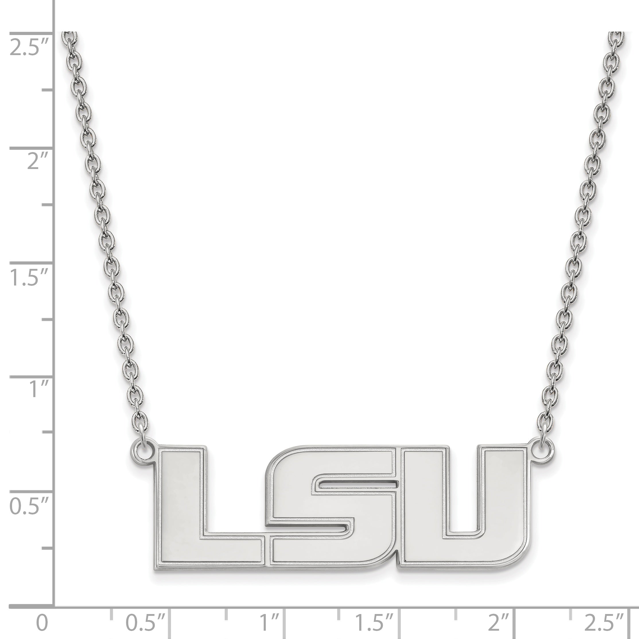 Sterling Silver Rhodium Plated Logoart Louisiana State University L S U Large Pendant 18 Inch Necklace