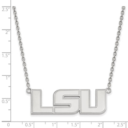 Sterling Silver Rhodium Plated Logoart Louisiana State University L S U Large Pendant 18 Inch Necklace