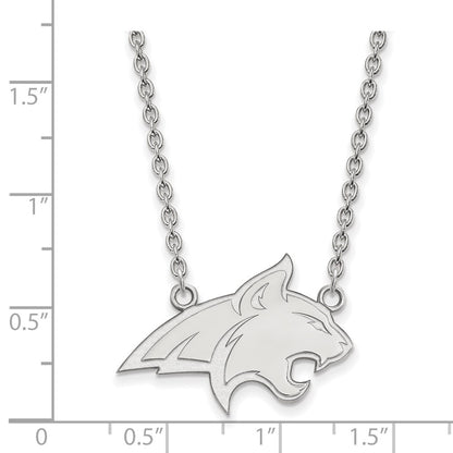 14K White Gold Logoart Montana State University Bobcat Large Pendant 18 Inch Necklace