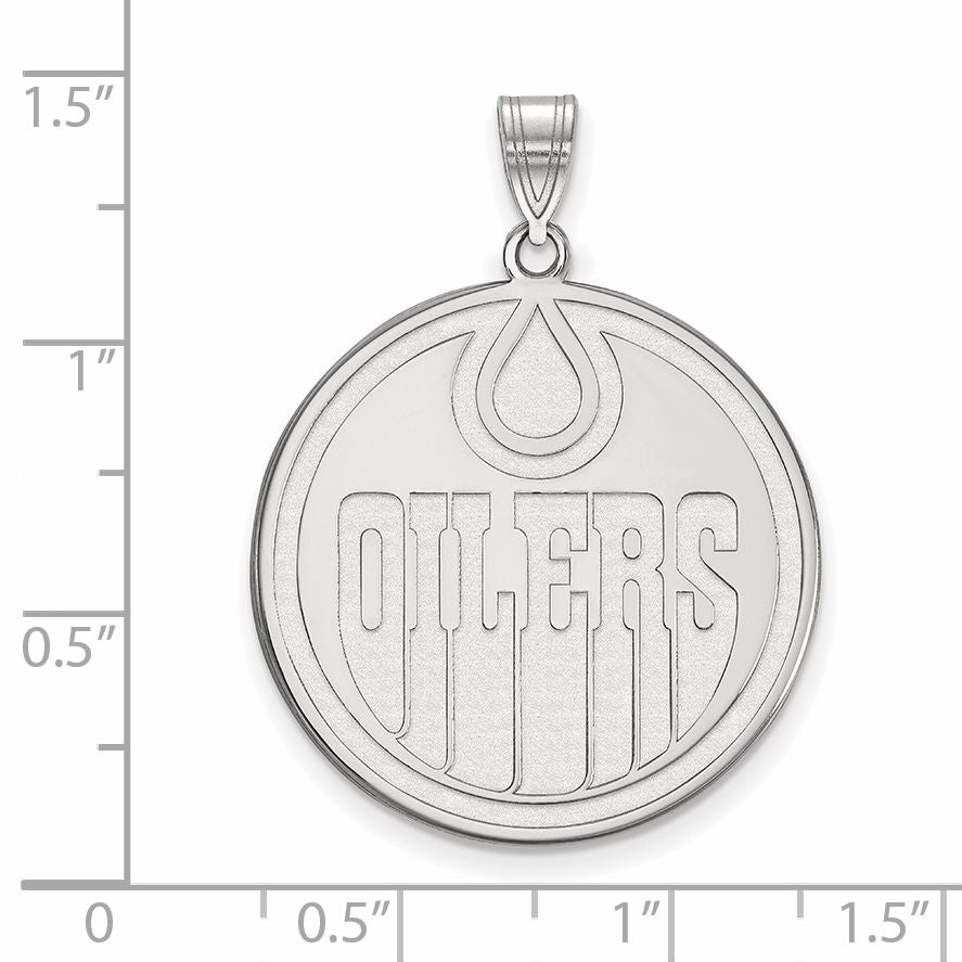 Sterling Silver Rhodium Plated Nhl Logoart Edmonton Oilers Extra Large Pendant