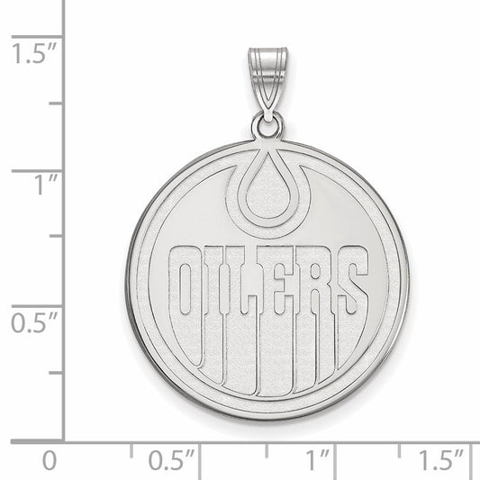 Sterling Silver Rhodium Plated Nhl Logoart Edmonton Oilers Extra Large Pendant