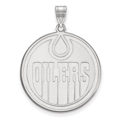 14K White Gold Nhl Logoart Edmonton Oilers Extra Large Pendant
