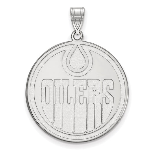 14K White Gold Nhl Logoart Edmonton Oilers Extra Large Pendant