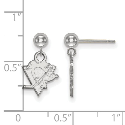 Sterling Silver Rhodium Plated Nhl Logoart Pittsburgh Penguins Dangle Post Earrings