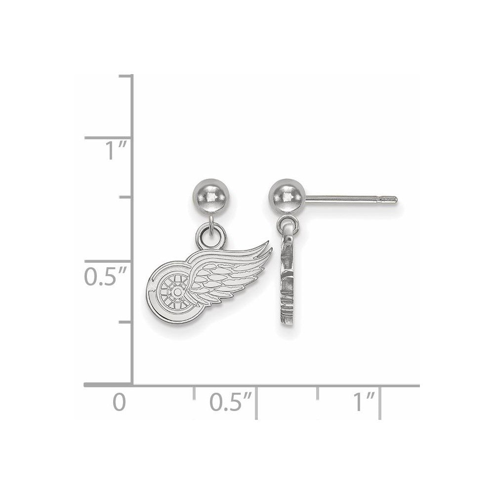 14K White Gold Nhl Logoart Detroit Red Wings Dangle Post Earrings