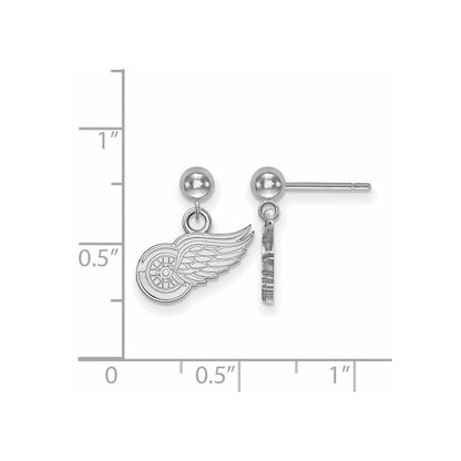 14K White Gold Nhl Logoart Detroit Red Wings Dangle Post Earrings